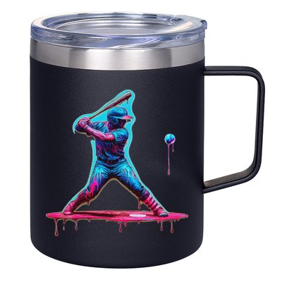 Ice Cream Drip Baseball Bat Baseball Player 12oz Stainless Steel Coffee Mug