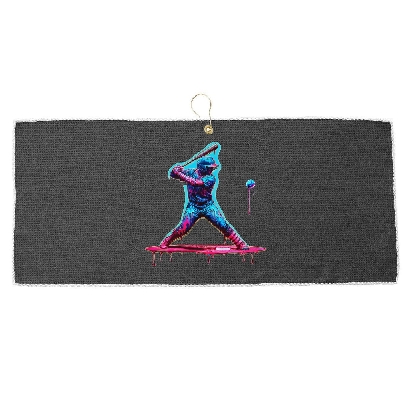 Ice Cream Drip Baseball Bat Baseball Player Large Microfiber Waffle Golf Towel