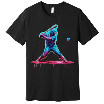 Ice Cream Drip Baseball Bat Baseball Player Premium T-Shirt