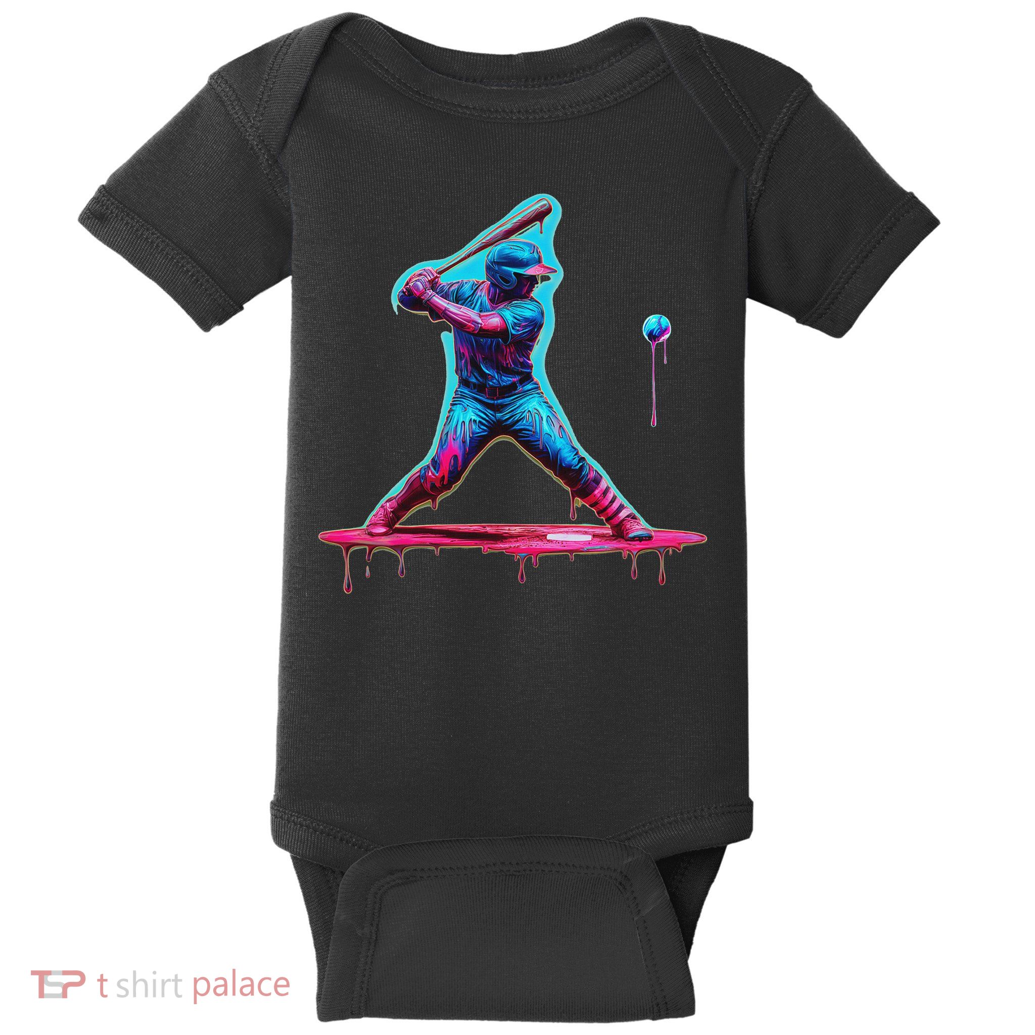 Ice Cream Drip Baseball Bat Baseball Player Baby Bodysuit