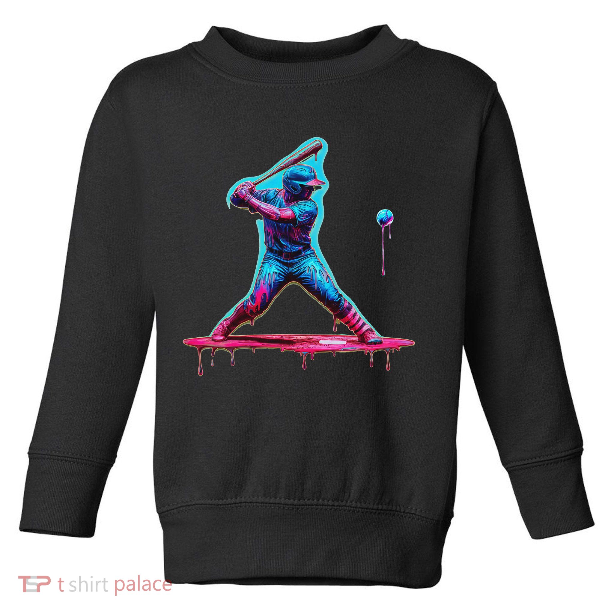 Ice Cream Drip Baseball Bat Baseball Player Toddler Sweatshirt