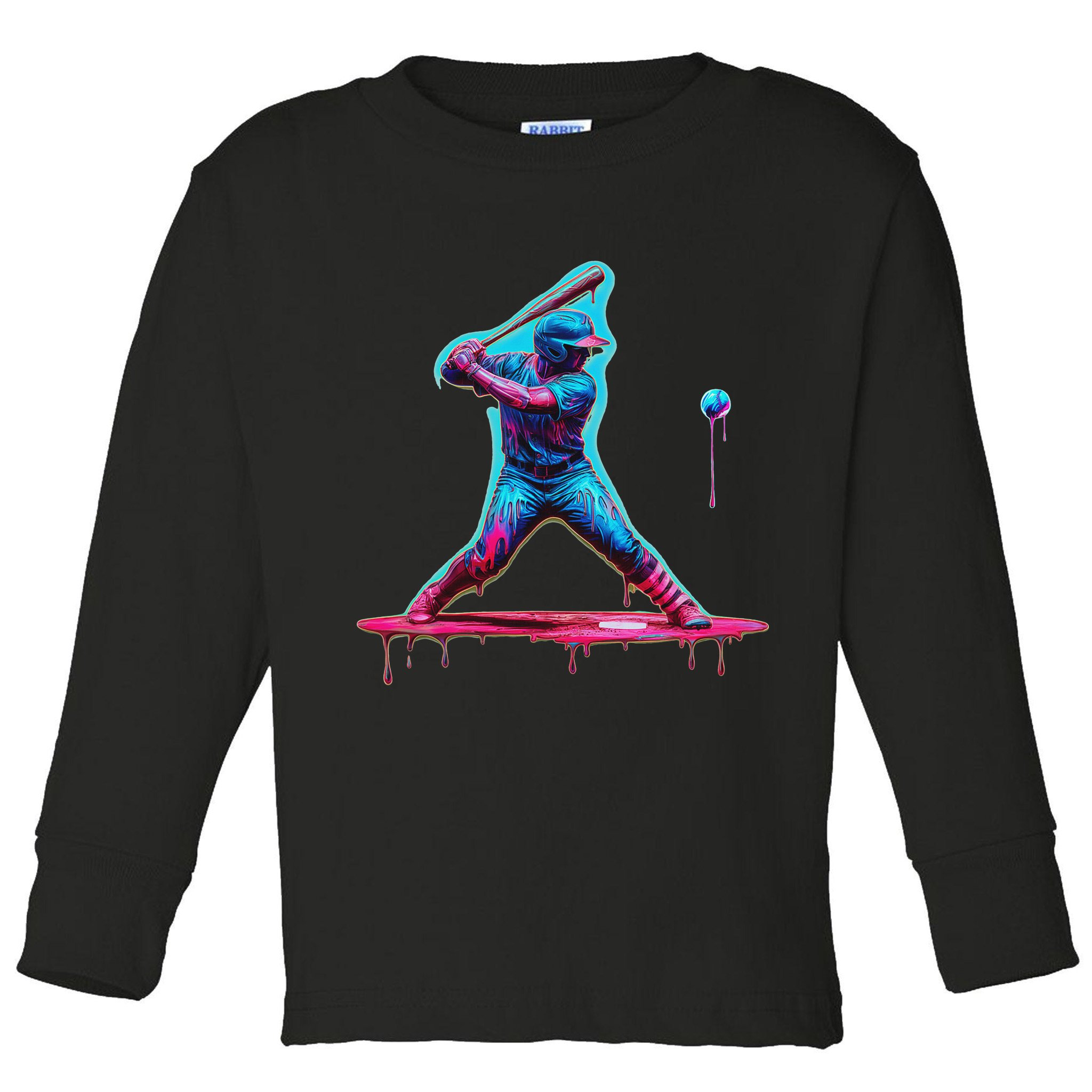 Ice Cream Drip Baseball Bat Baseball Player Toddler Long Sleeve Shirt