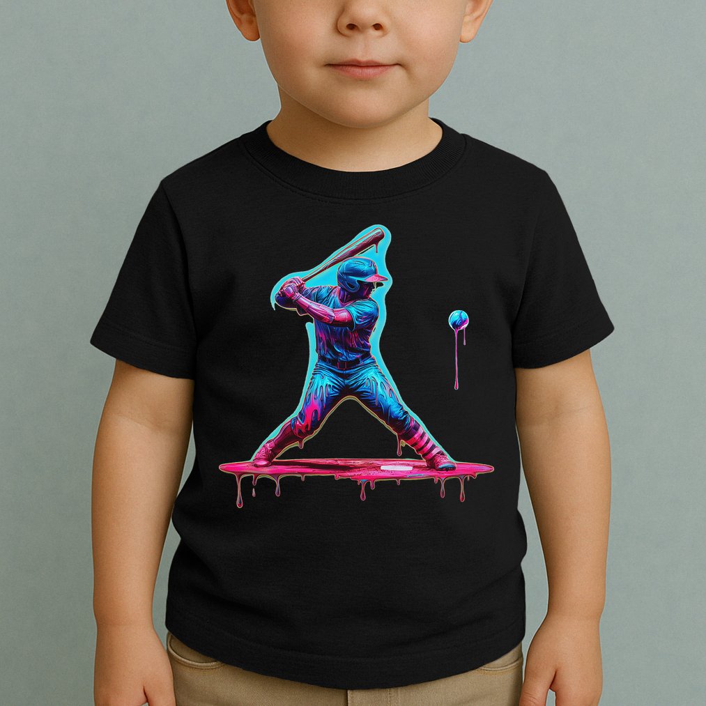 Ice Cream Drip Baseball Bat Baseball Player Toddler T-Shirt