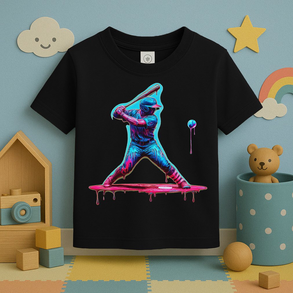Ice Cream Drip Baseball Bat Baseball Player Toddler T-Shirt