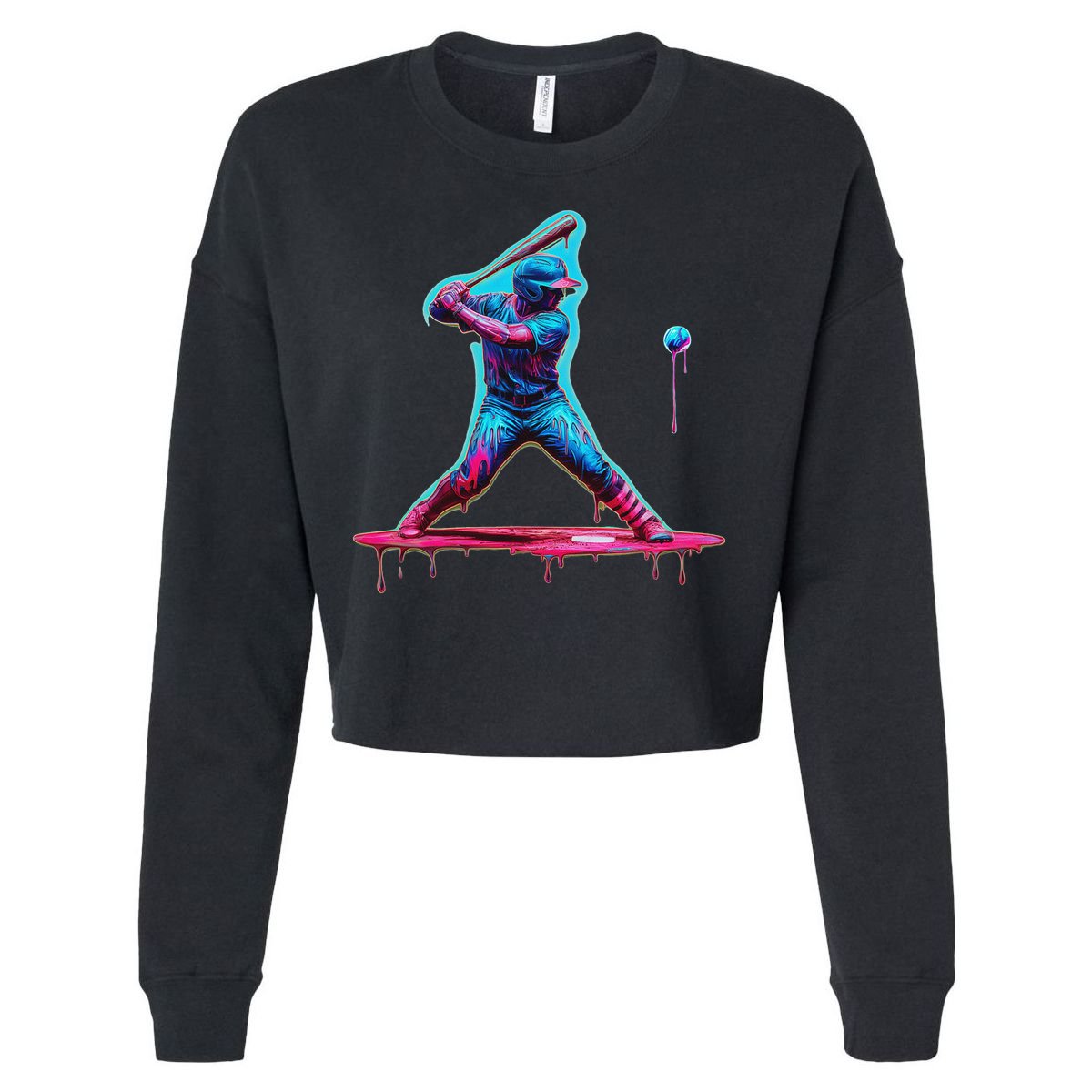 Ice Cream Drip Baseball Bat Baseball Player Cropped Pullover Crew
