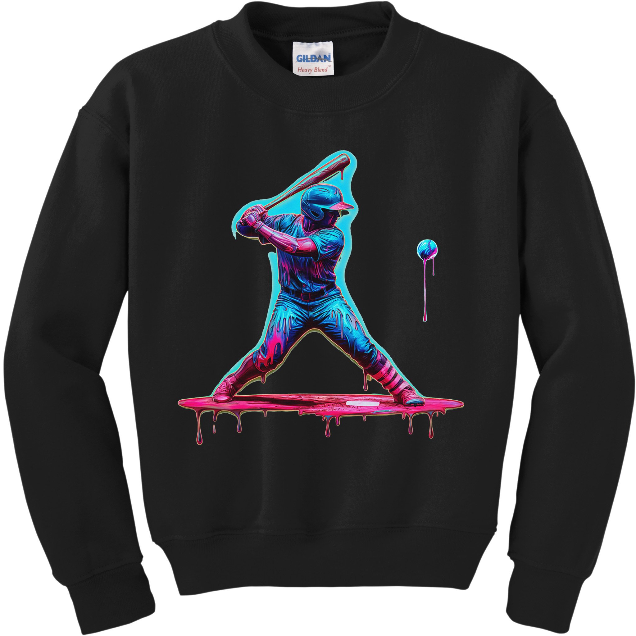 Ice Cream Drip Baseball Bat Baseball Player Kids Sweatshirt