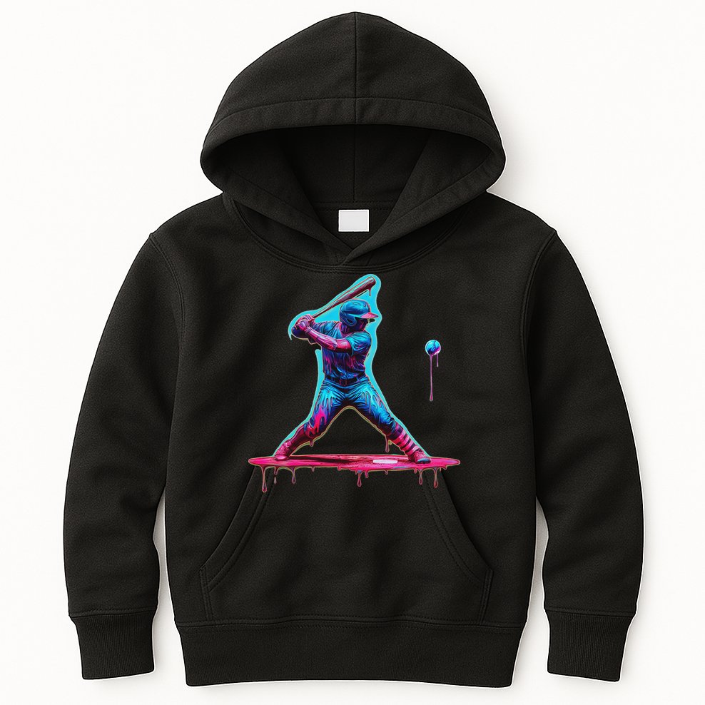 Ice Cream Drip Baseball Bat Baseball Player Kids Hoodie