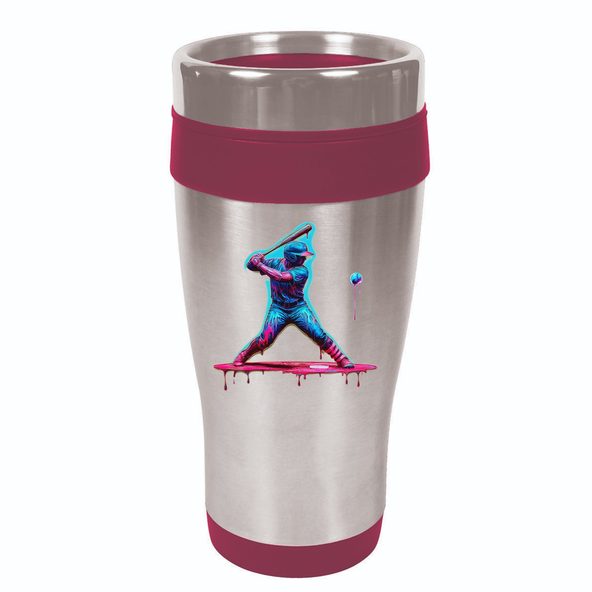 Ice Cream Drip Baseball Bat Baseball Player 16oz Travel Tumbler