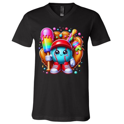 Ice Cream Drip Baseball Stuff Baseball Drip For V-Neck T-Shirt