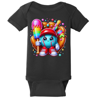 Ice Cream Drip Baseball Stuff Baseball Drip For Baby Bodysuit