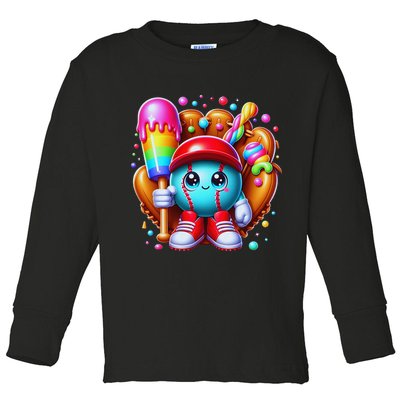 Ice Cream Drip Baseball Stuff Baseball Drip For Toddler Long Sleeve Shirt