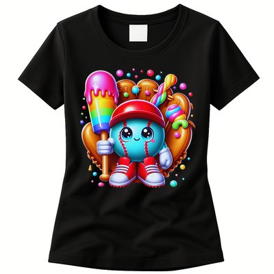 Ice Cream Drip Baseball Stuff Baseball Drip For Womens T-Shirt
