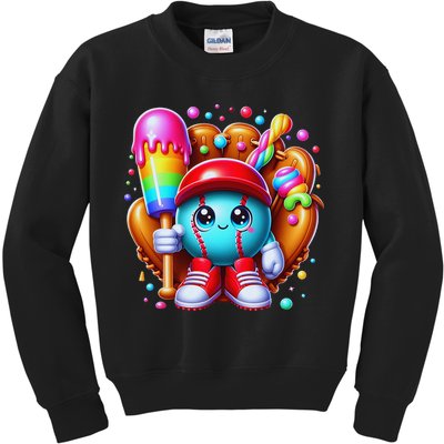 Ice Cream Drip Baseball Stuff Baseball Drip For Kids Sweatshirt
