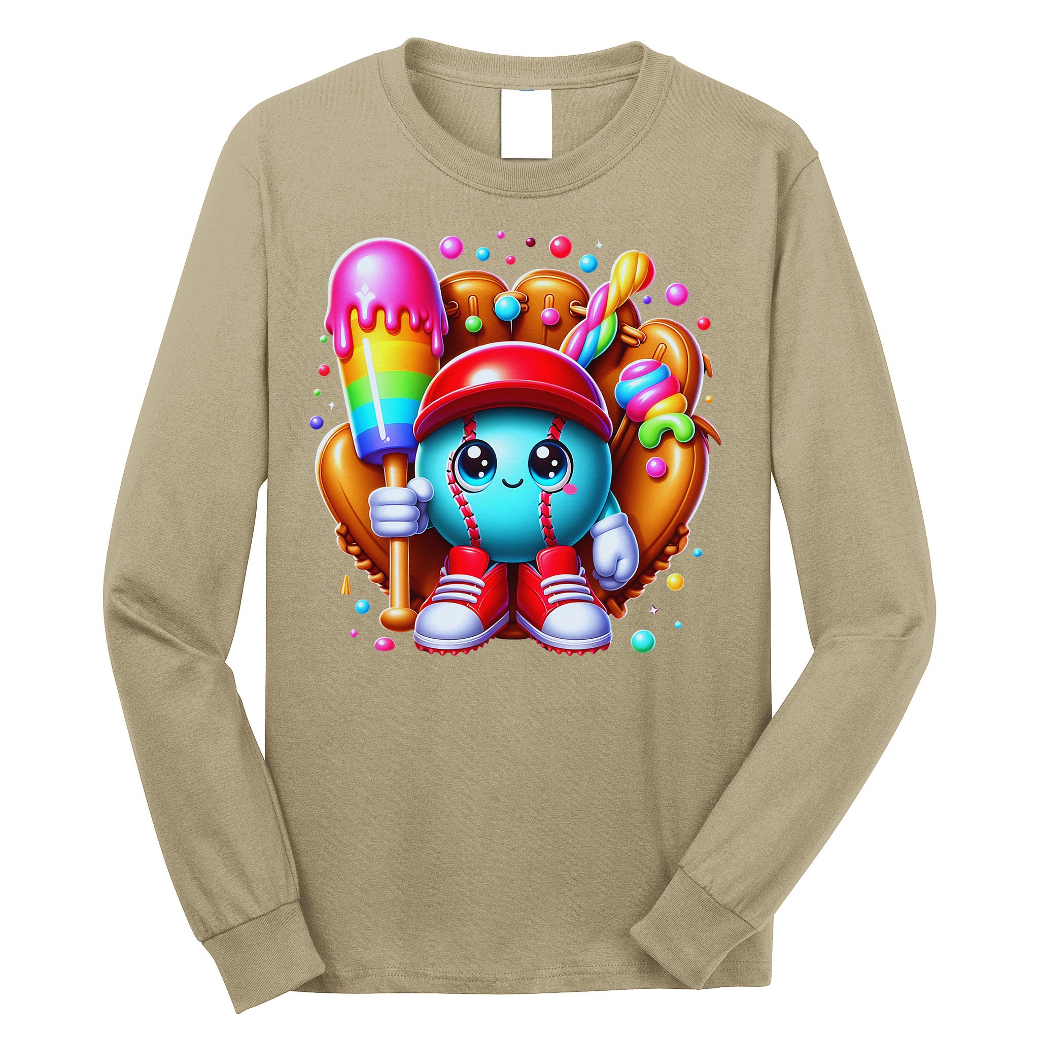 Ice Cream Drip Baseball Stuff Baseball Drip For Long Sleeve Shirt