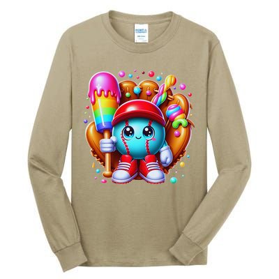 Ice Cream Drip Baseball Stuff Baseball Drip For Tall Long Sleeve T-Shirt