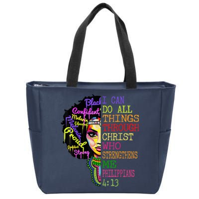 I Can Do All Through Christ Black Woman Faith Zip Tote Bag