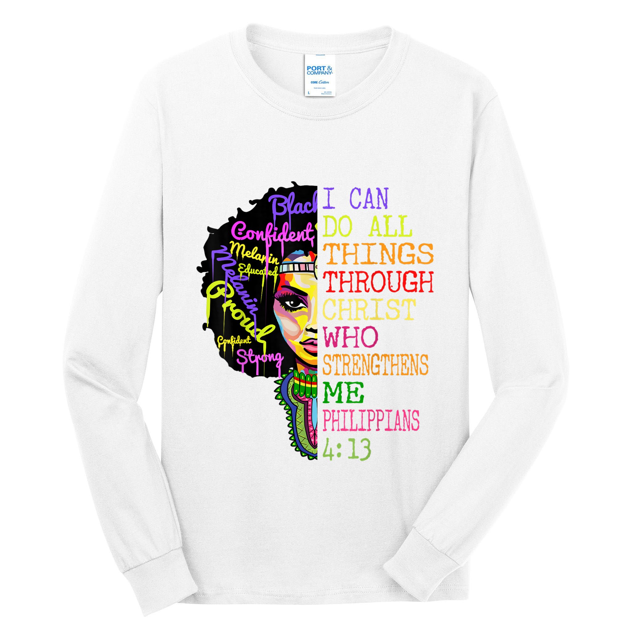 I Can Do All Through Christ Black Woman Faith Tall Long Sleeve T-Shirt