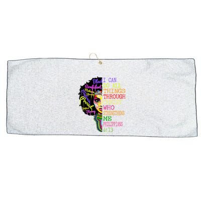 I Can Do All Through Christ Black Woman Faith Large Microfiber Waffle Golf Towel