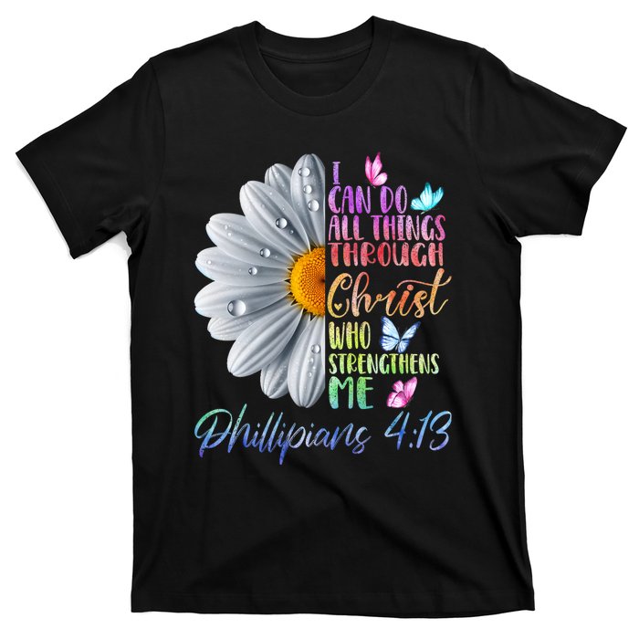 I Can Do All Things Through Christ Religious Butterfly Art T-Shirt