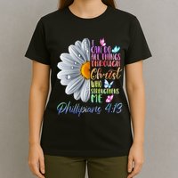 I Can Do All Things Through Christ Religious Butterfly Art T-Shirt