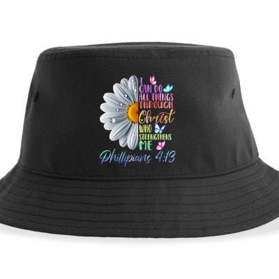 I Can Do All Things Through Christ Religious Butterfly Art Sustainable Bucket Hat