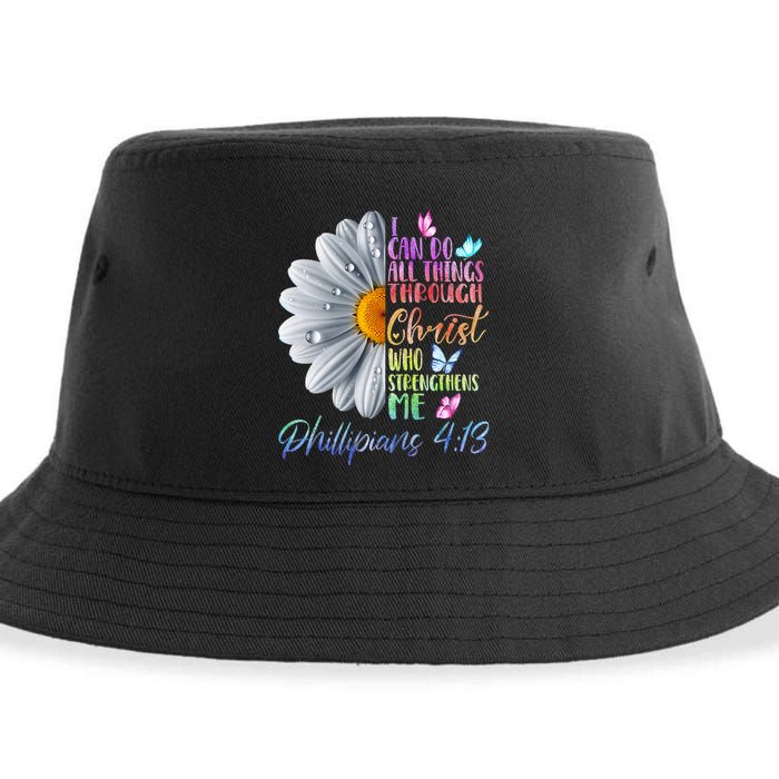 I Can Do All Things Through Christ Religious Butterfly Art Sustainable Bucket Hat