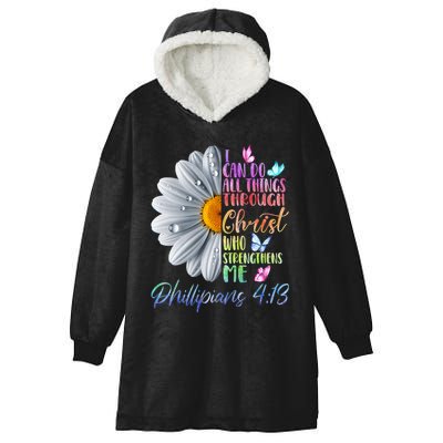 I Can Do All Things Through Christ Religious Butterfly Art Hooded Wearable Blanket