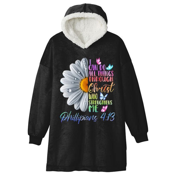 I Can Do All Things Through Christ Religious Butterfly Art Hooded Wearable Blanket