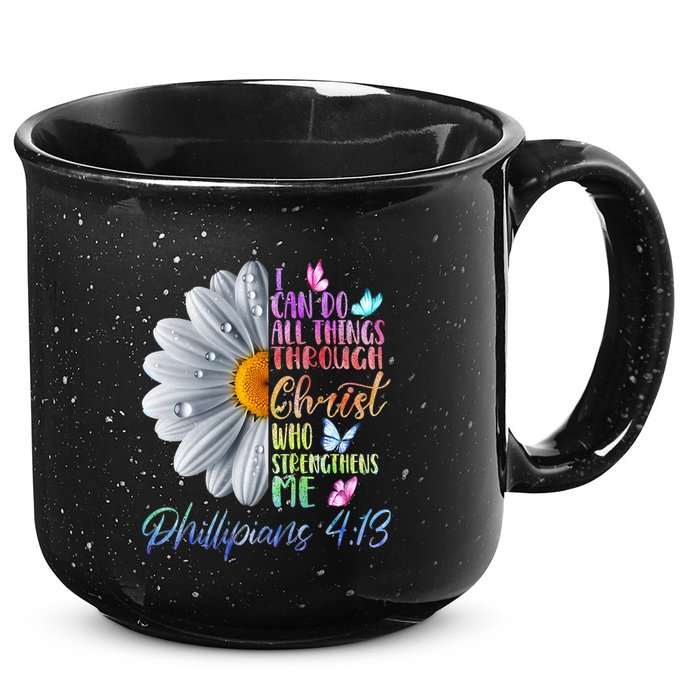 I Can Do All Things Through Christ Religious Butterfly Art 15oz Campfire Ceramic Mug