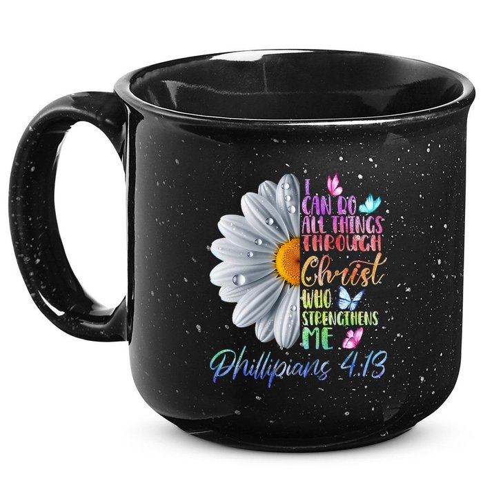 I Can Do All Things Through Christ Religious Butterfly Art 15oz Campfire Ceramic Mug