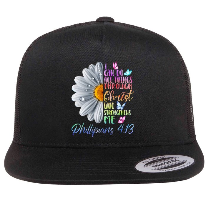 I Can Do All Things Through Christ Religious Butterfly Art Flatbill Hat