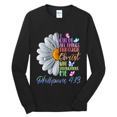 I Can Do All Things Through Christ Religious Butterfly Art Tall Long Sleeve T-Shirt