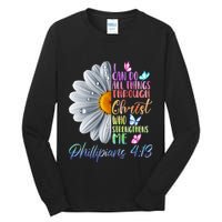 I Can Do All Things Through Christ Religious Butterfly Art Tall Long Sleeve T-Shirt