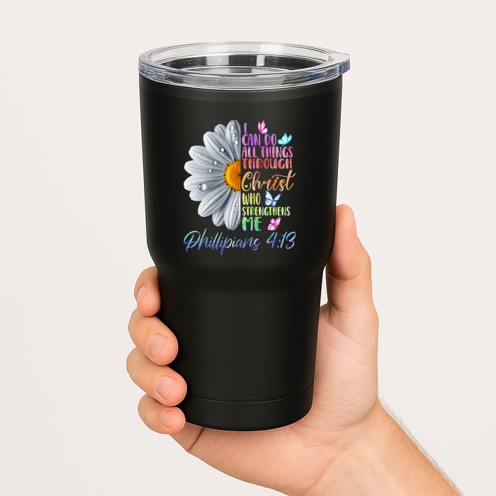 I Can Do All Things Through Christ Religious Butterfly Art Tumbler