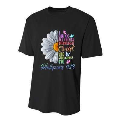 I Can Do All Things Through Christ Religious Butterfly Art Youth Performance Sprint T-Shirt