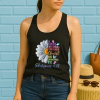 I Can Do All Things Through Christ Religious Butterfly Art Womens Tank Top