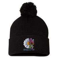I Can Do All Things Through Christ Religious Butterfly Art Pom Pom 12in Knit Beanie