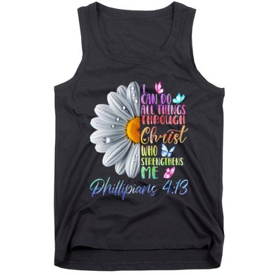 I Can Do All Things Through Christ Religious Butterfly Art Tank Top