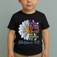 I Can Do All Things Through Christ Religious Butterfly Art Toddler T-Shirt