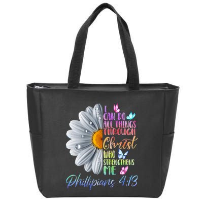 I Can Do All Things Through Christ Religious Butterfly Art Zip Tote Bag