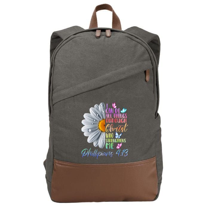 I Can Do All Things Through Christ Religious Butterfly Art Cotton Canvas Backpack