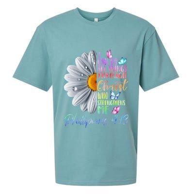 I Can Do All Things Through Christ Religious Butterfly Art Sueded Cloud Jersey T-Shirt