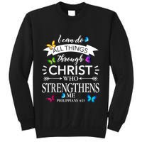 I Can Do All Things Through Christ Butterfly Art Religious Sweatshirt