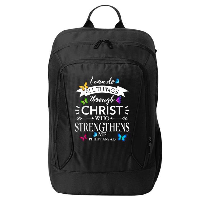 I Can Do All Things Through Christ Butterfly Art Religious City Backpack
