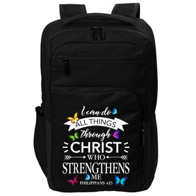 I Can Do All Things Through Christ Butterfly Art Religious Impact Tech Backpack