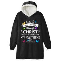 I Can Do All Things Through Christ Butterfly Art Religious Hooded Wearable Blanket