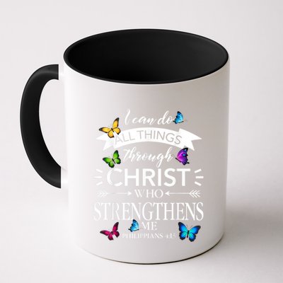 I Can Do All Things Through Christ Butterfly Art Religious Mug