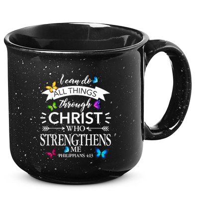 I Can Do All Things Through Christ Butterfly Art Religious 15oz Campfire Ceramic Mug