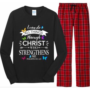 I Can Do All Things Through Christ Butterfly Art Religious Long Sleeve Pajama Set