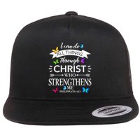 I Can Do All Things Through Christ Butterfly Art Religious Flatbill Hat